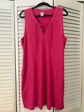 Tommy Bahama Hot Pink Sleeveless Lace-Up Shift Dress